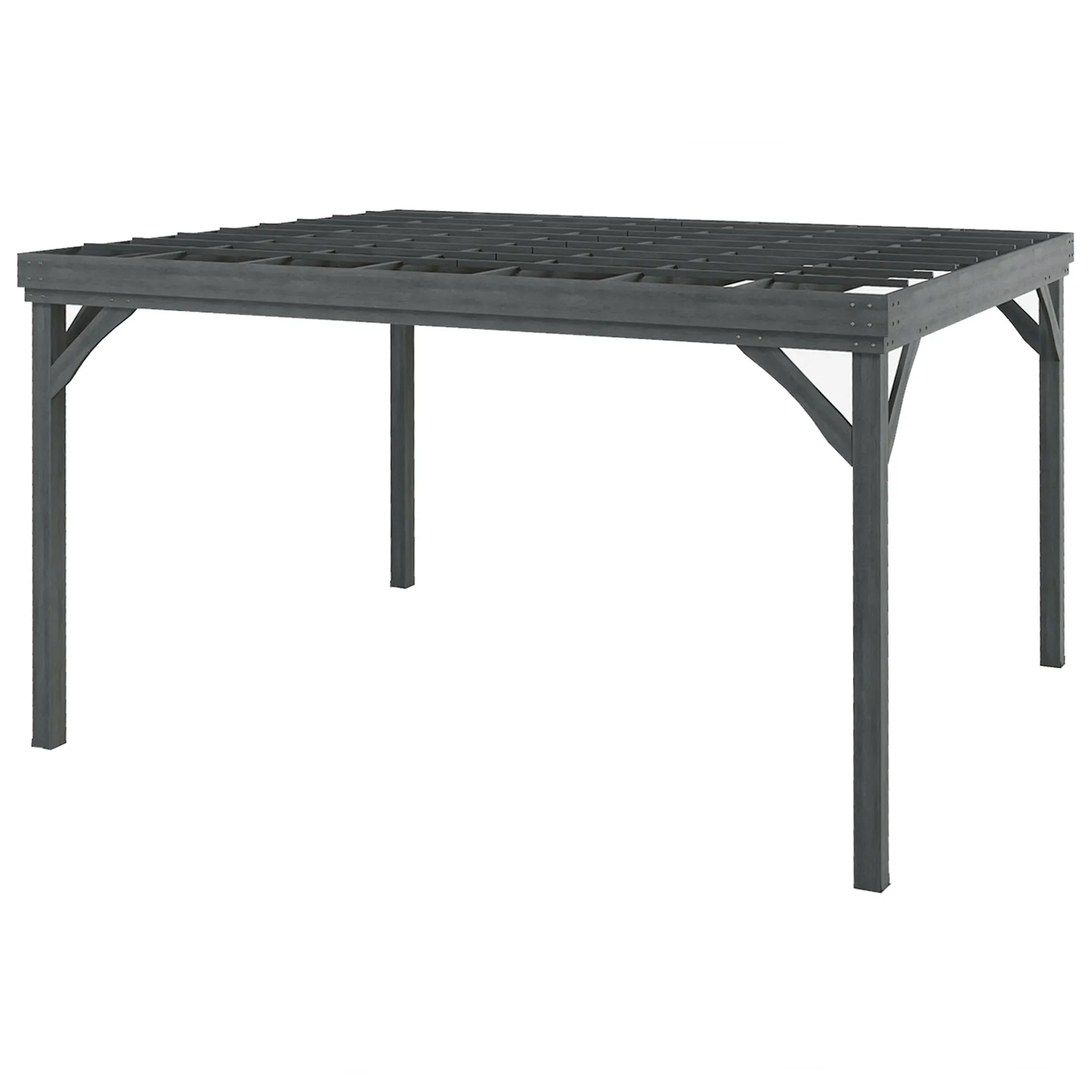 10' x 12' Outdoor Wood Pergola Gazebo with Stable Structure, Gray