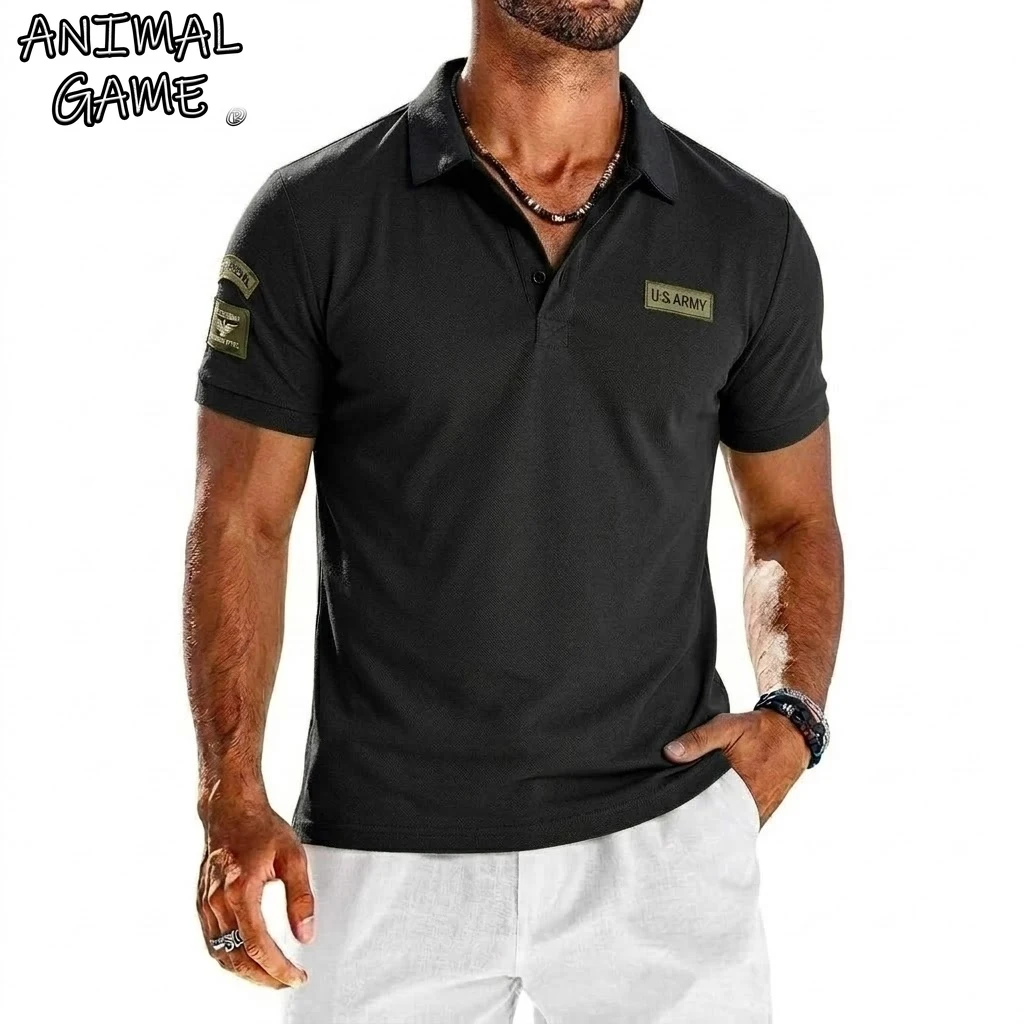 Summer Short Sleeve Polo Shirts Embroidered Breathable T-Shirts for Men Gym Lig…