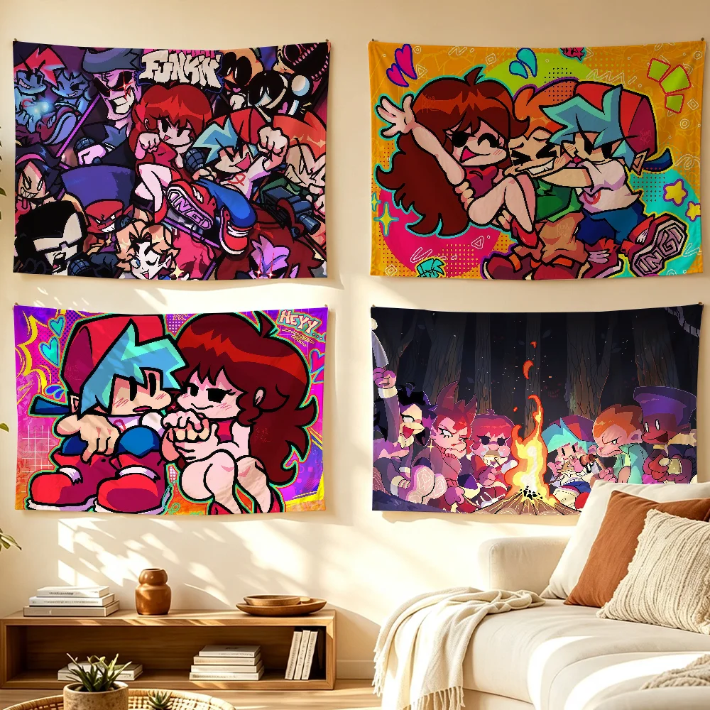 Game Friday N-Night Funkin flag Room Decoration Wall Tapestry Hanging Aesthetic Bedrooms Advertising Banner
