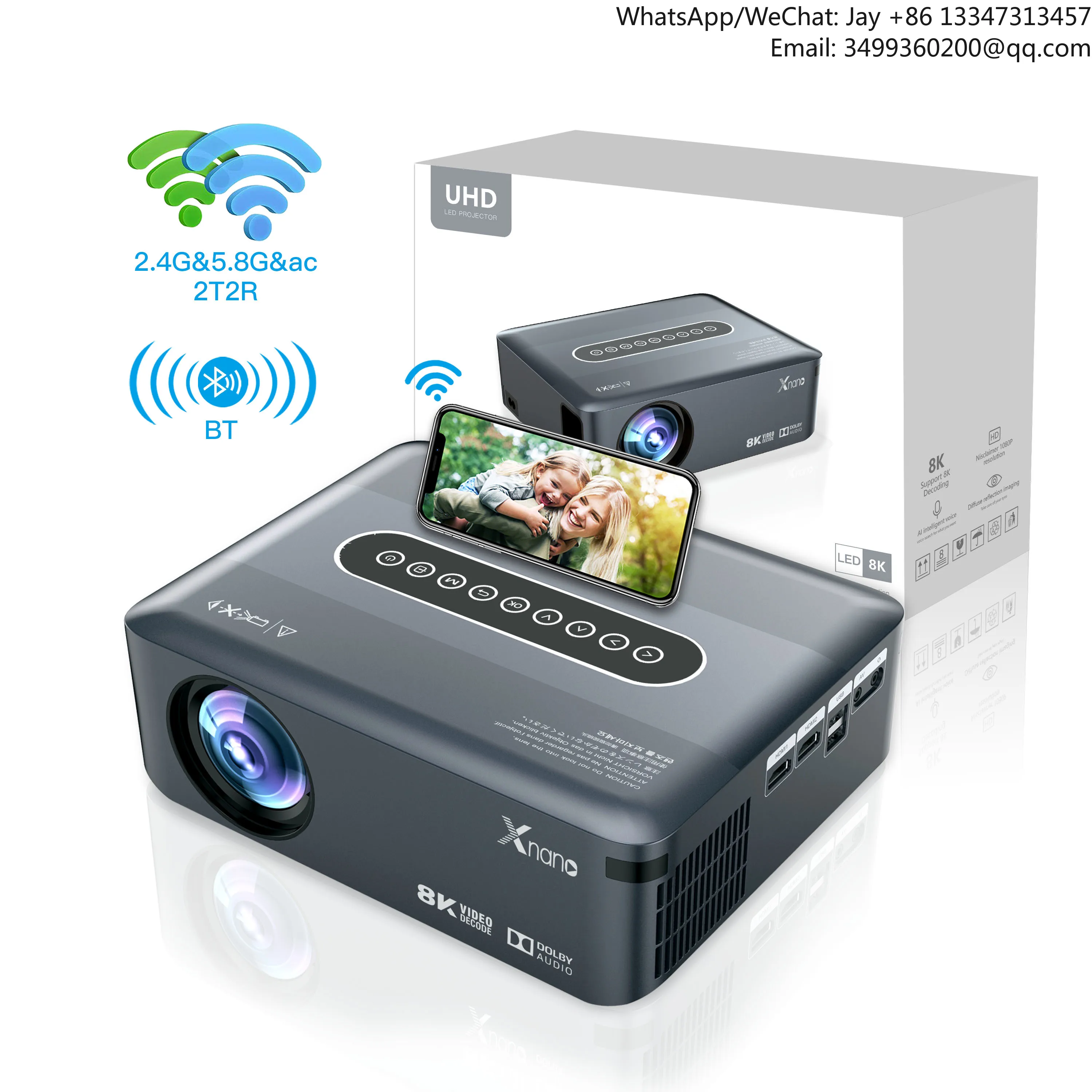 

Original Xnano X1 Pro Projector Smart Android 9.0 WIFI Home Theater LED LCD Video 4K Cinema Portable Mini Projectors