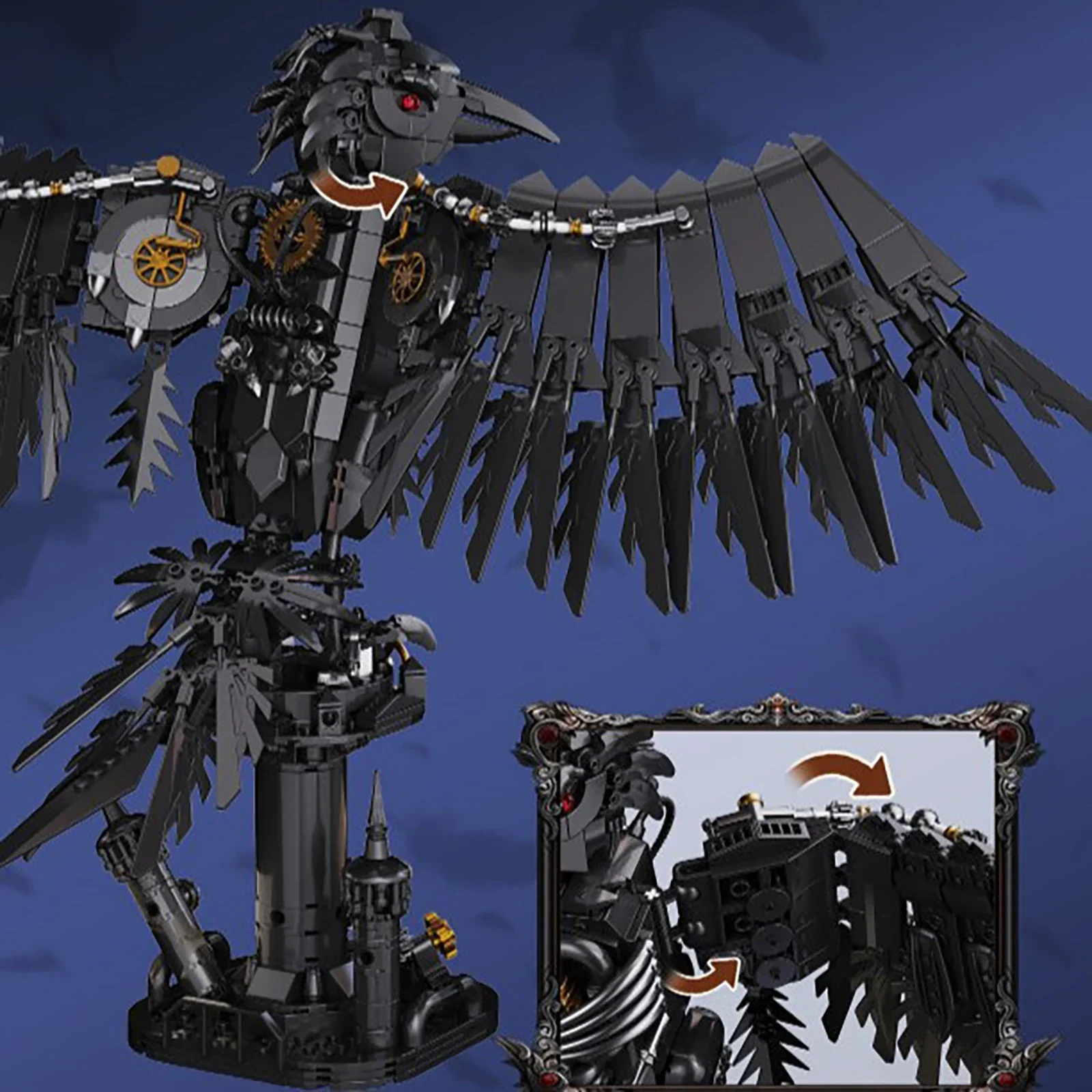 Kit di costruzione meccanica del corvo da 1018 pezzi - Modello MOC tecnico creativo, regalo perfetto fai-da-te per adulti e bambini (giocattolo di assemblaggio STEM)