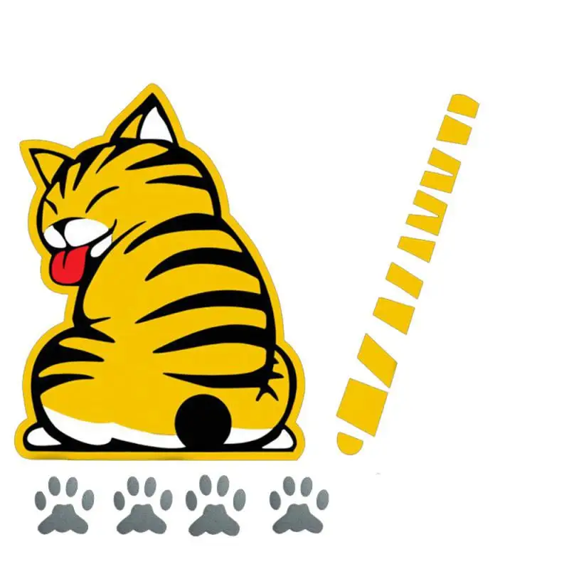 สติกเกอร์ปัดน้ำฝนสะท้อนแสงกระจกหลังสำหรับรถยนต์สติกเกอร์รูปแมวติดขอบท้ายรถอุปกรณ์ตกแต่งสติกเกอร์ประดับรถยนต์ใหม่