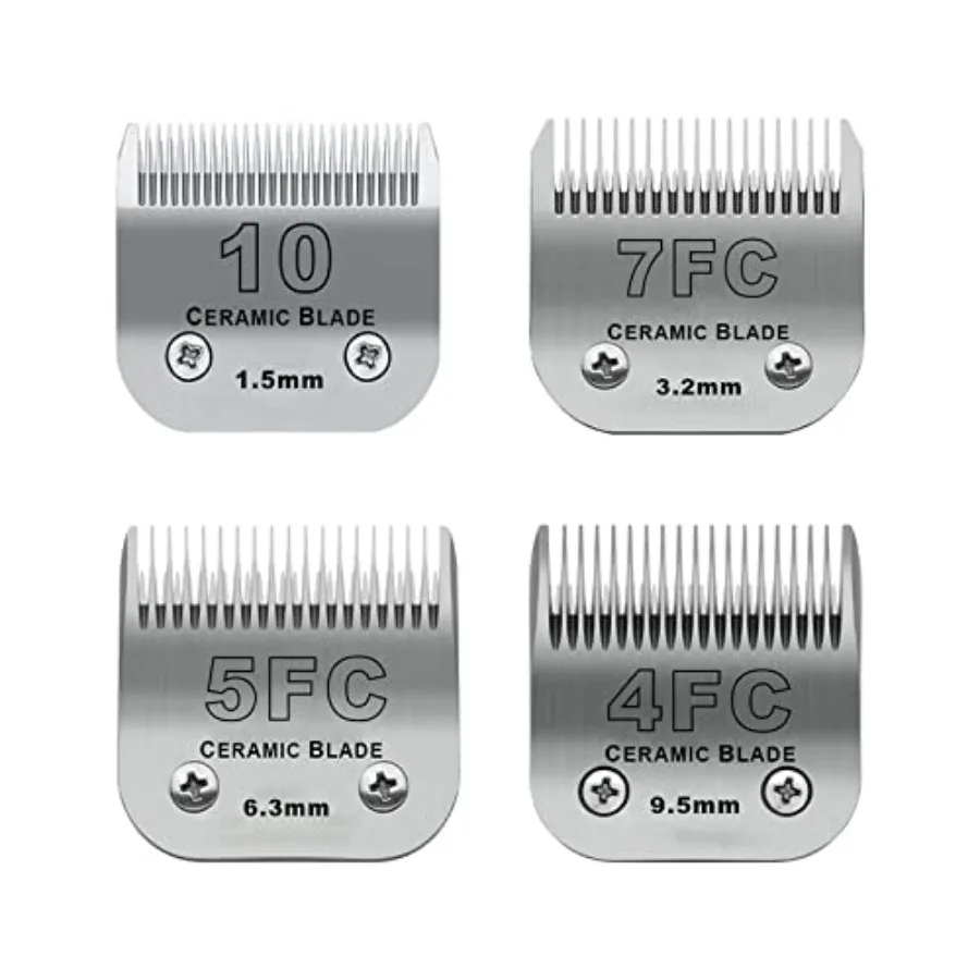 

Size 10/7FC/5FC/4FC Detachable Pet Dog Grooming Clipper Ceramic Blades SetCompatible with Andis Oster A5 Wahl KM10 Series Clipp