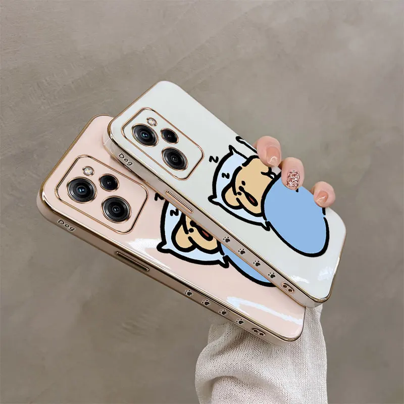 X5Pro Sleeping Dog Plating Phone Case For Xiaomi POCO X5 X4Pro X4NFC X4GT X3Pro X3GT X3 X2 M5 M4Pro M4 M3Pro M3 Cover