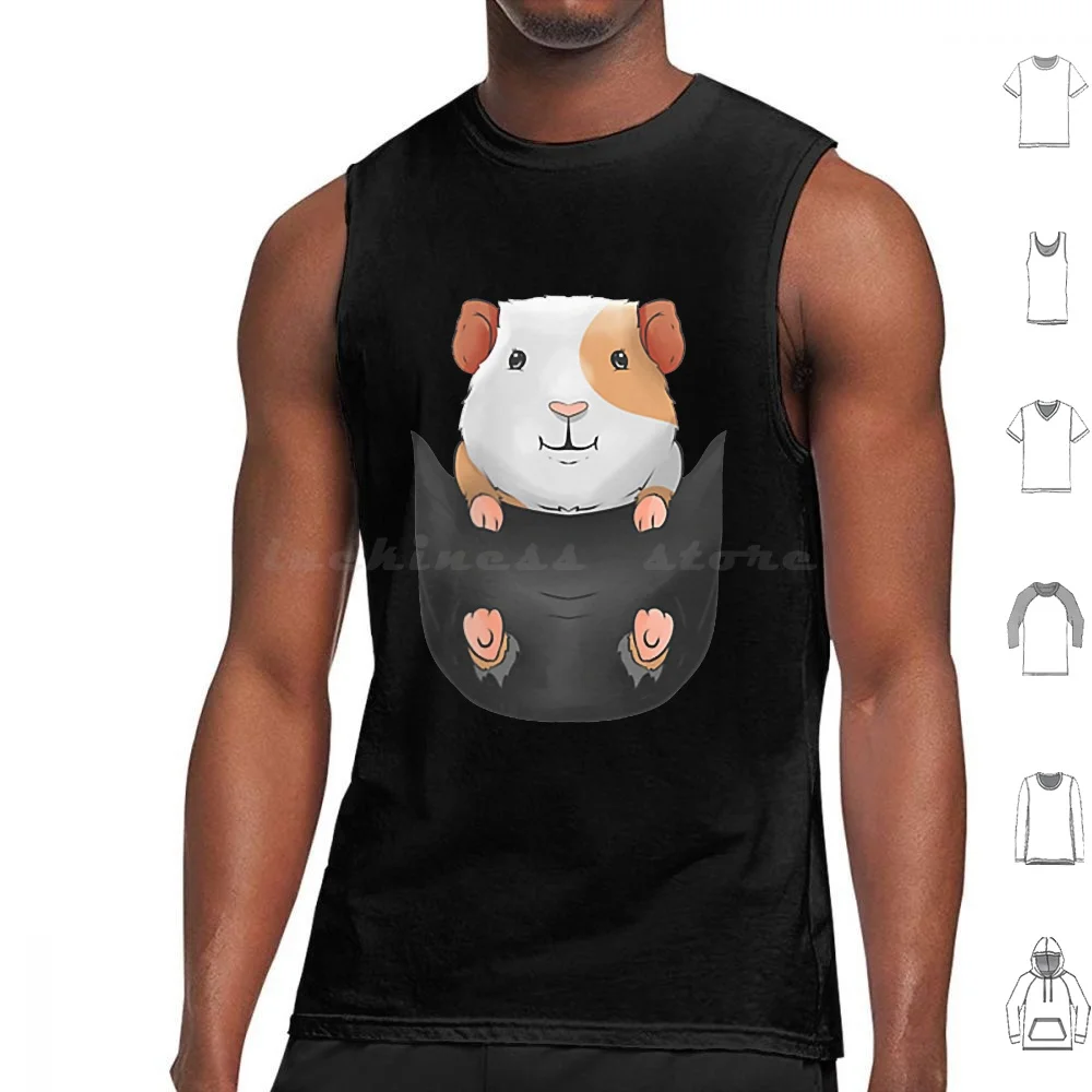 Guinea Pig In Pocket Cute Hamster Owner Rodent Gift 2 , 836 , 848 Tank Tops Vest Sleeveless Funny Animals Cute Turtle Retro