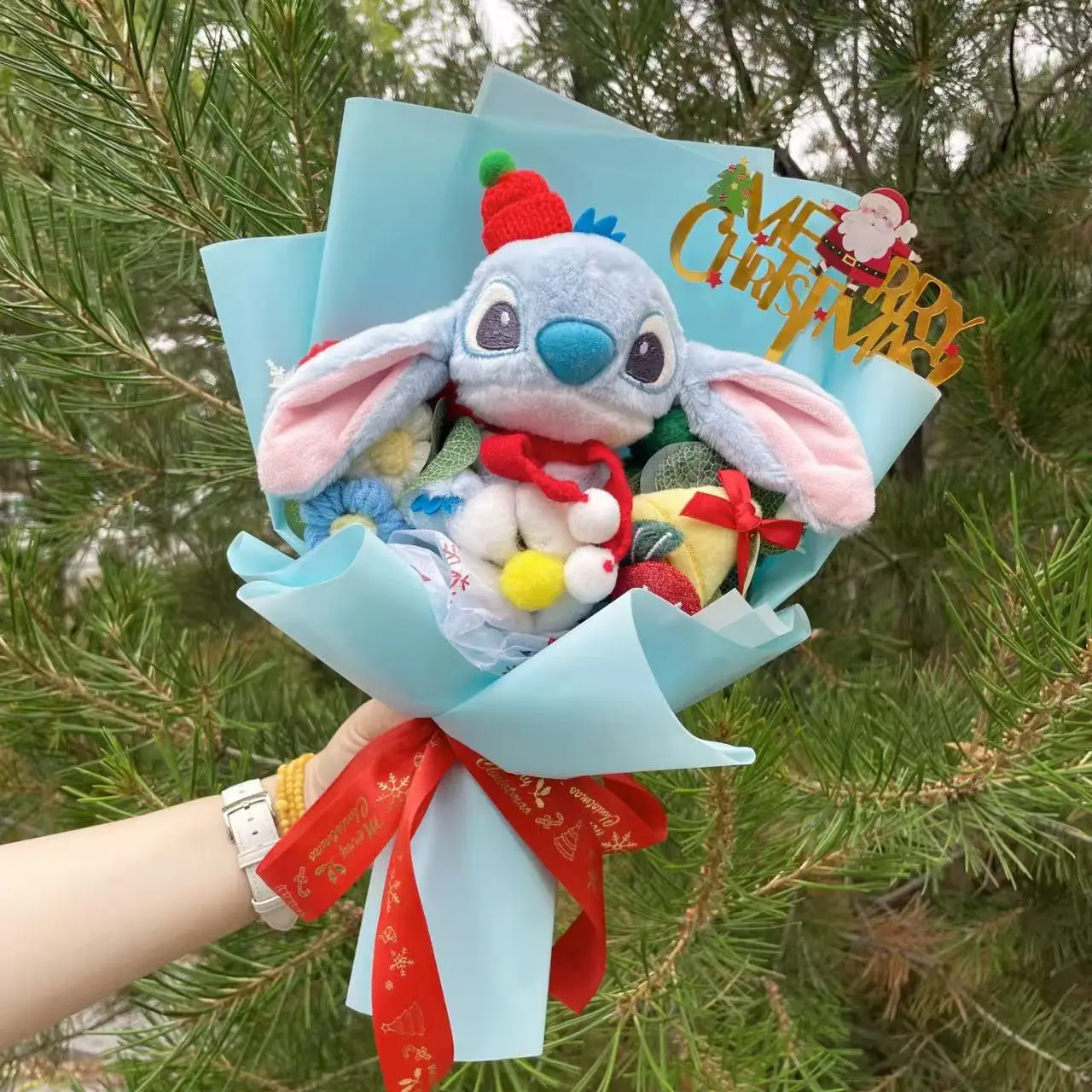 Cartoon My Melody Kuromi Cinnamoroll Kt Cat Stich Plush Doll Toy Flower Bouquet Halloween Christmas Gifts For Kids