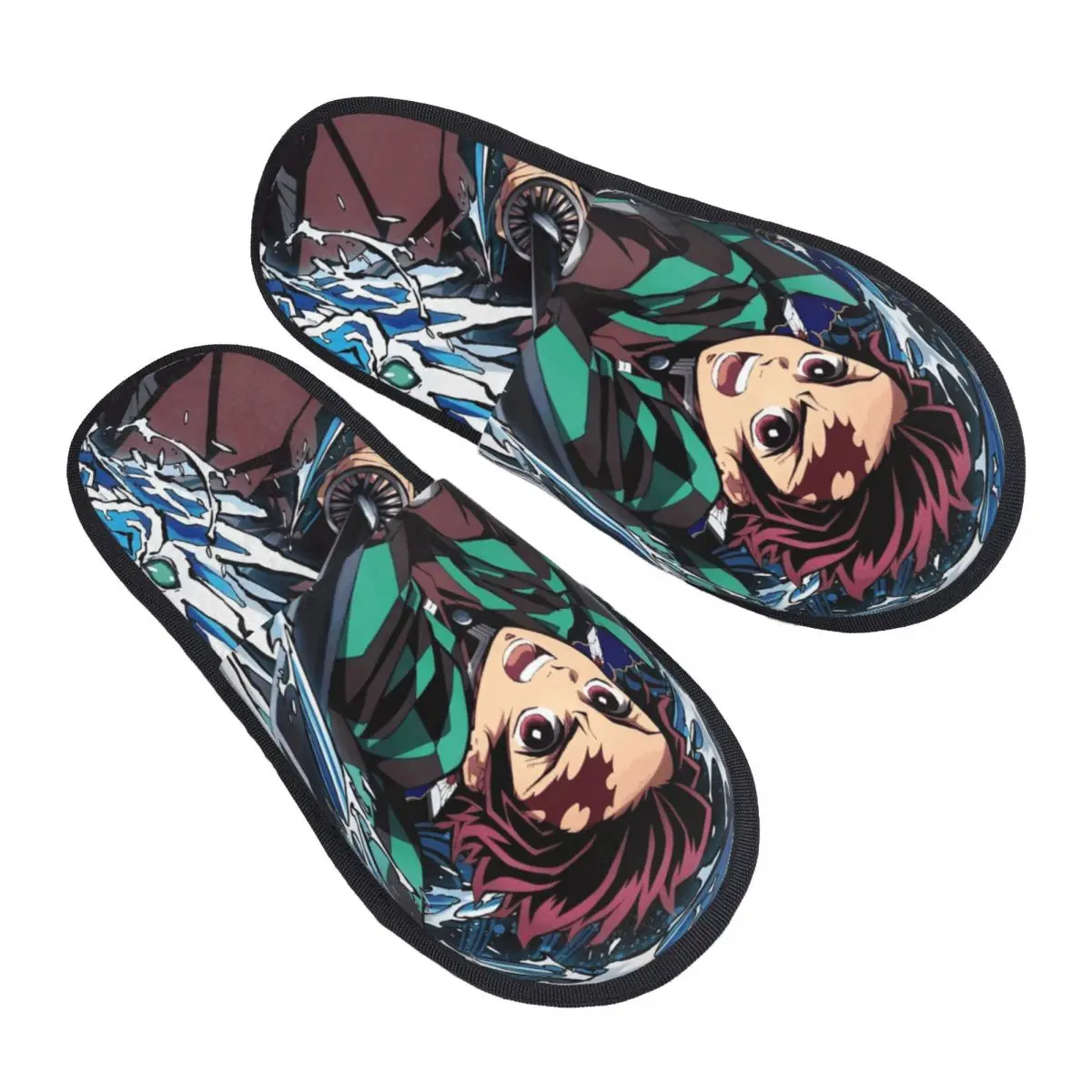 

Танджиро Камадо, зимние домашние тапочки для спальни, аниме, убийца демонов, мягкие бытовые меховые шлепанцы, противоскользящие тапочки