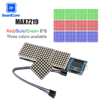 MAX7219 Dot Matrix Module 8x8 LED Display 4 in 1/1 Bit SPI Control Board with 5Pin Wires for Arduino Raspberry Pi