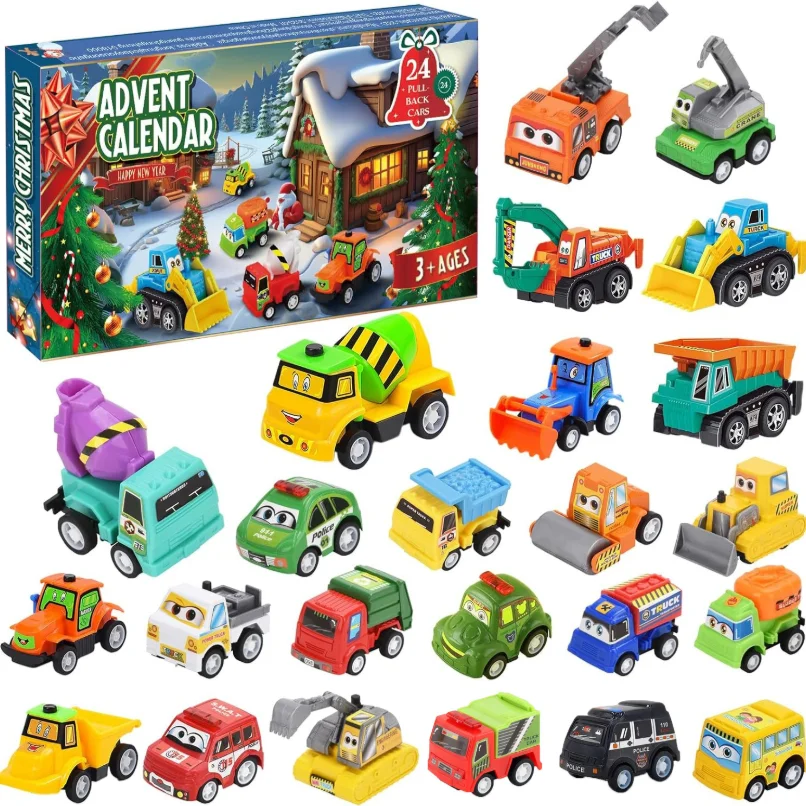 

2026 Advent Calendar for Kids Boys 24 Days to Christmas Countdown Calendar with Refreshment Car Set