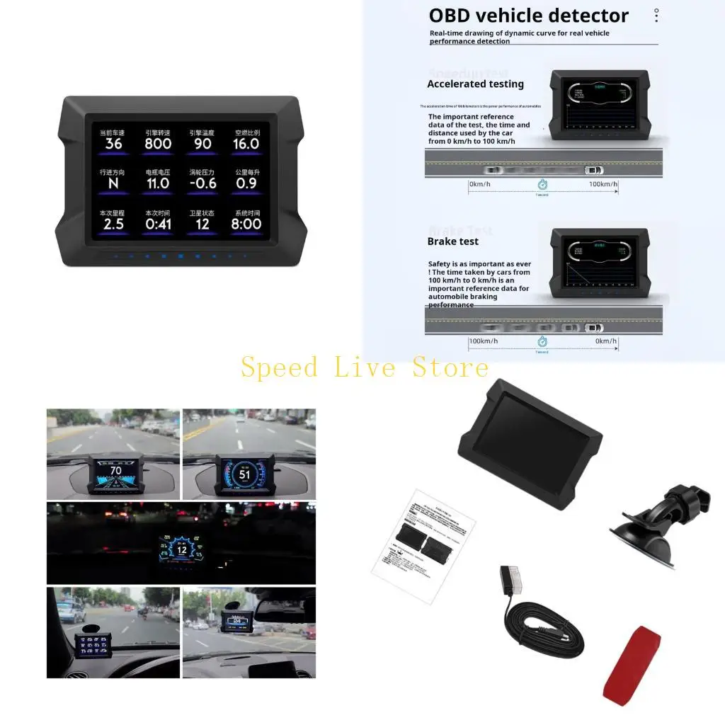547C Universal Vehicle Display Showing Navigation And Slope Detection For Safe Driving