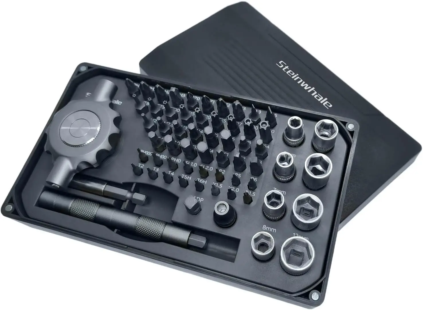 

64-in-1 Gearless Ratchet Screwdriver Set with Magnetic Bits, S2 Steel, Compact Storage Box