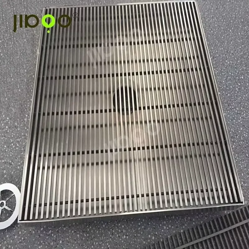 for Custom Easy-to-Assemble High Quality Wedge Steel Strips 304 Stainless Steel Bathroom Floor Drain Grille Modern