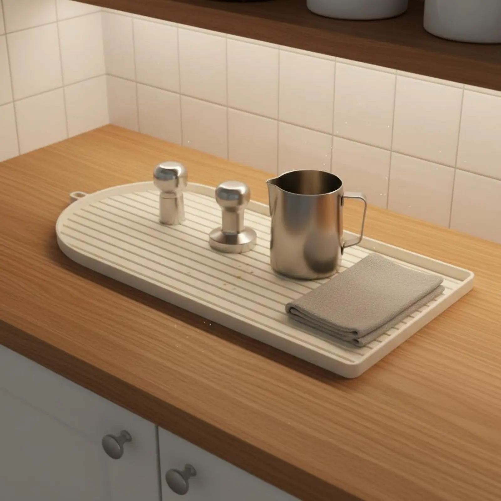 Anti-Slip Coffee Tray Mat Waterproof Spill Mat with Lip Household Accessory Easy to Clean Scratch Protection for Bar