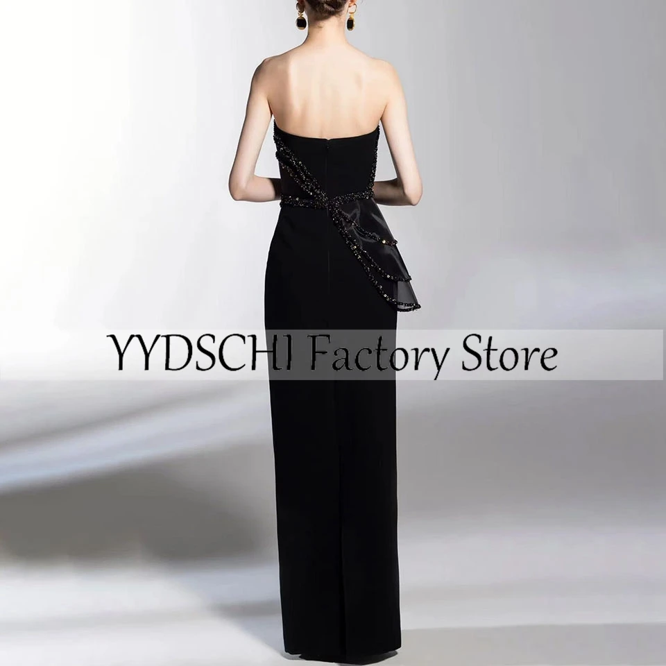 Customized Vintage Evening Dress Black Appliques A-Line Lace Strapless Prom Dresses Sexy 2024 Formal for Women vestidos de noche