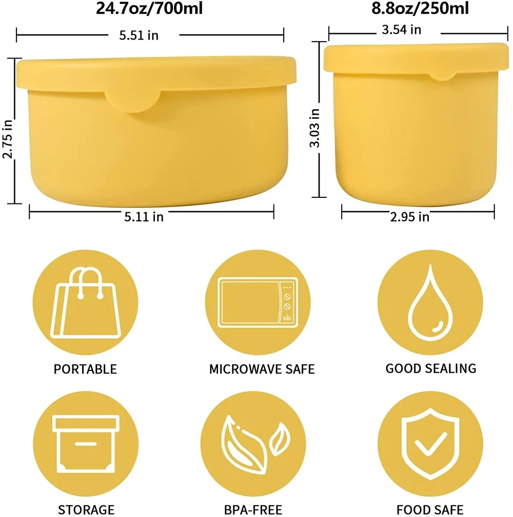 Récipient de stockage des aliments en silicone avec légumes, boîtes à bento hermétiques réutilisables, congélateur pour adultes et enfants,