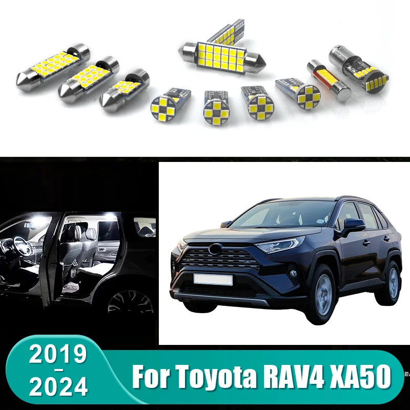 

Для Toyota RAV4 XA50 2019-2024 Гибрид: Комплект из 6 светодиодных ламп для салона, освещения багажника и аксессуаров