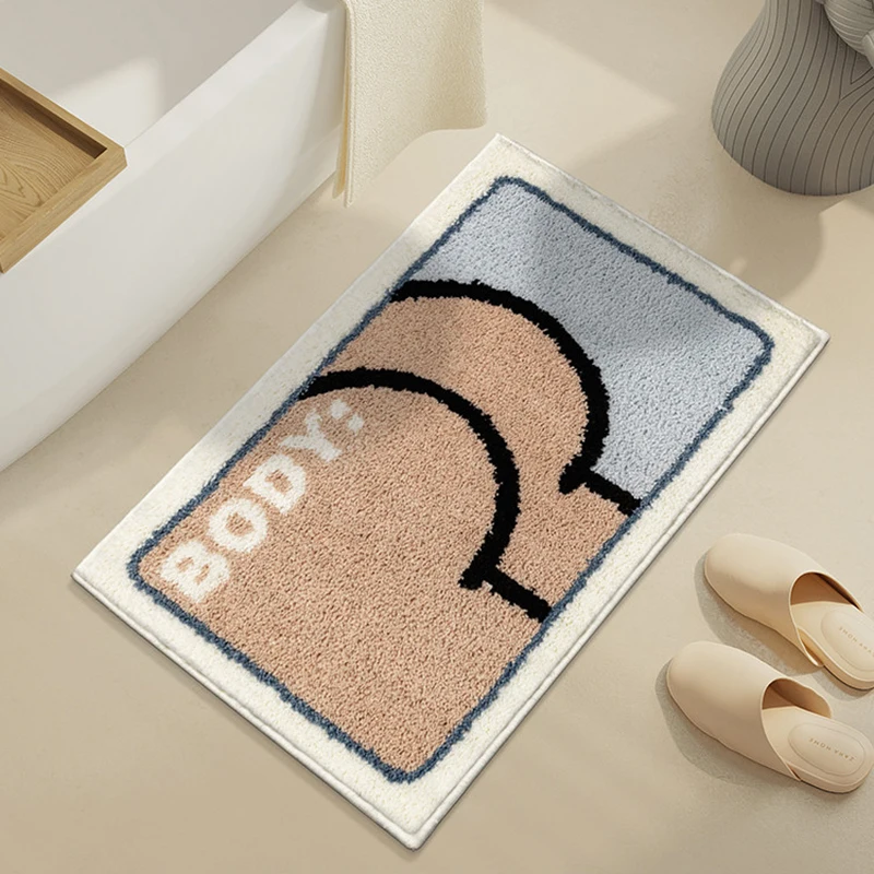 Funny Tufting Bathroom Mat Soft Plushy Rug Bedroom Bedside Carpet Doormat Floor Anti Slip Pad Aesthetic Home Room Decor