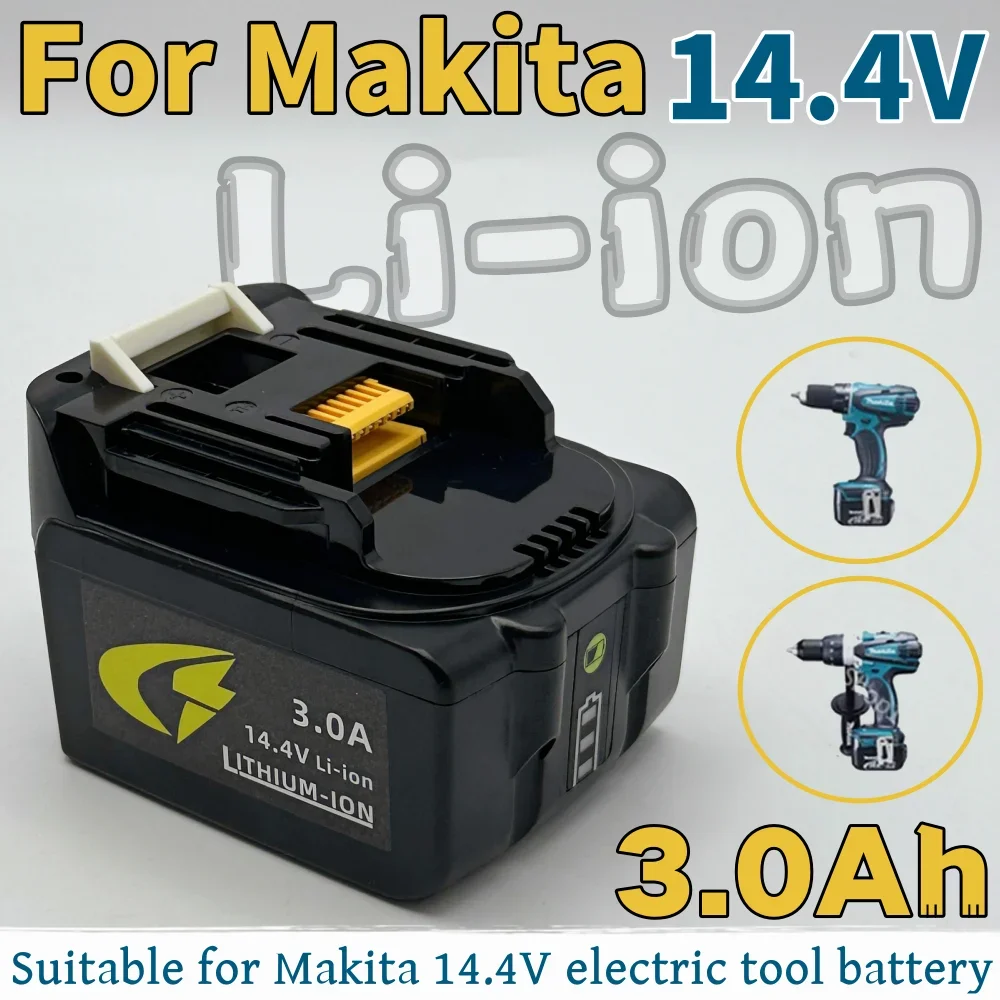 

Rechargeable Lithium-ion Battery 14.4V 3000mAh For Makita BL1415 BL1430 BL1440 Cordless Power Tool Battery Replacement