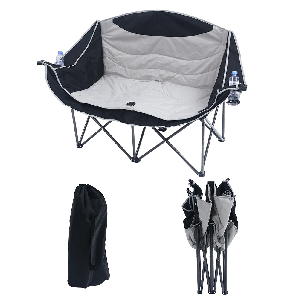 

Thick Portable Modern Durable Double Moon Chair Outdoor Camping Beach Hiking Leisure Aluminum Two Seats Travelling Fishing