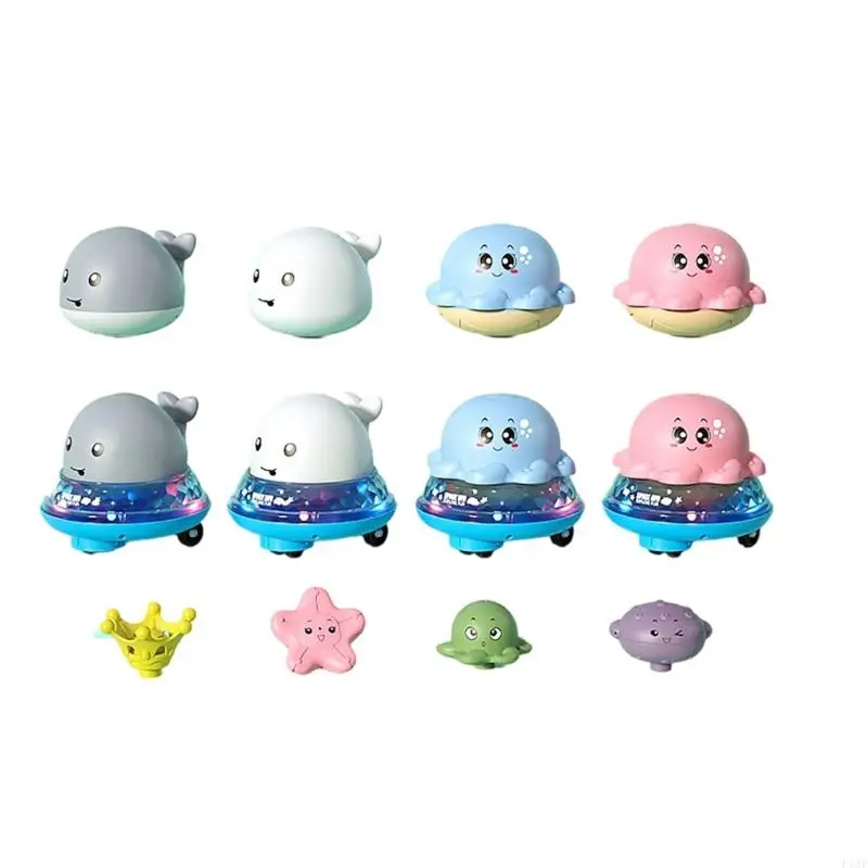 لعبة حمام الطفل مزودة بمستشعر الحوت التلقائي للعب المياه التفاعلية، مادة ABS آمنة، ألوان عشوائية F19F