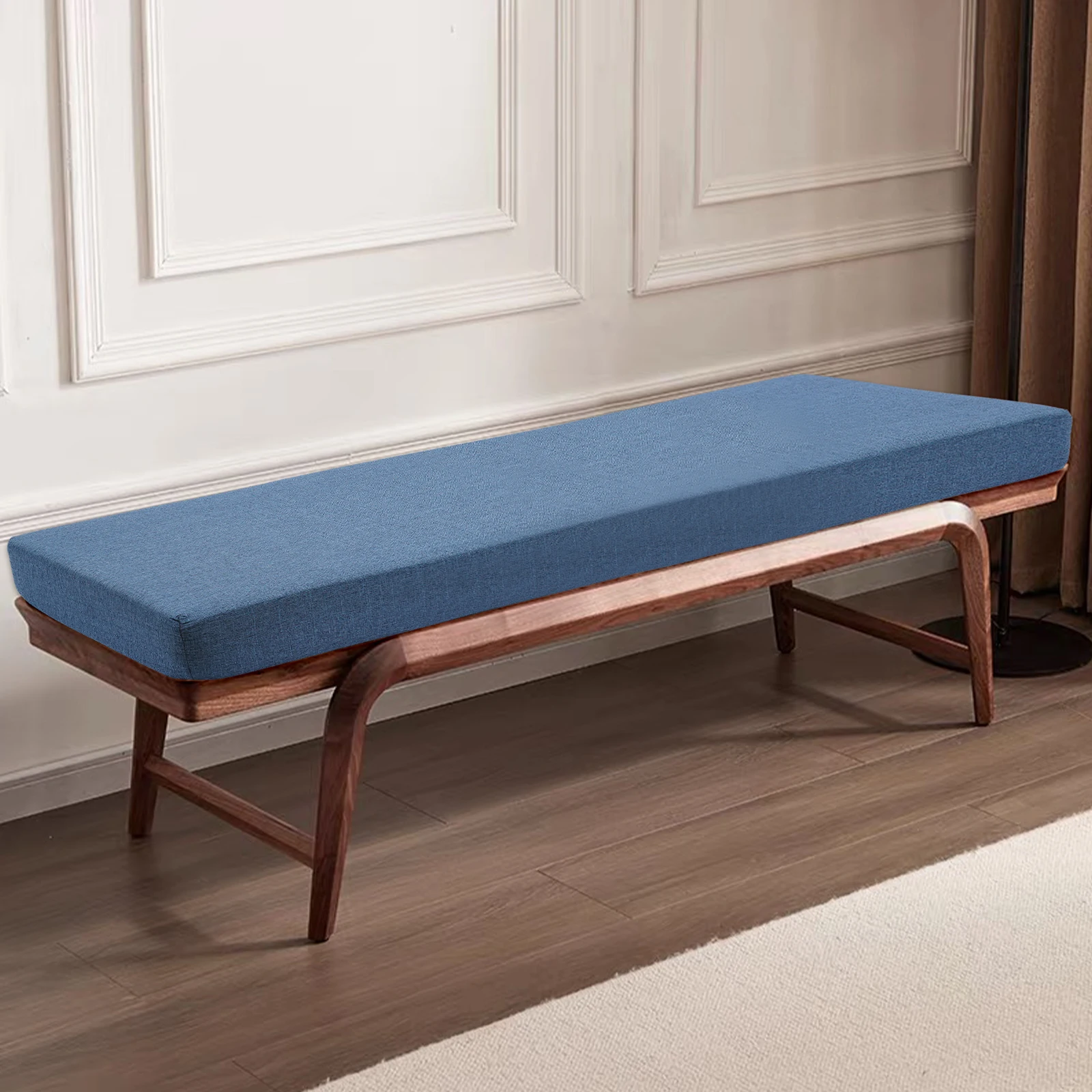 

Modern Linen and Sponge Navy Blue Rectangular Soft Seat Cushion, Chair Cushion, Swing Cushion