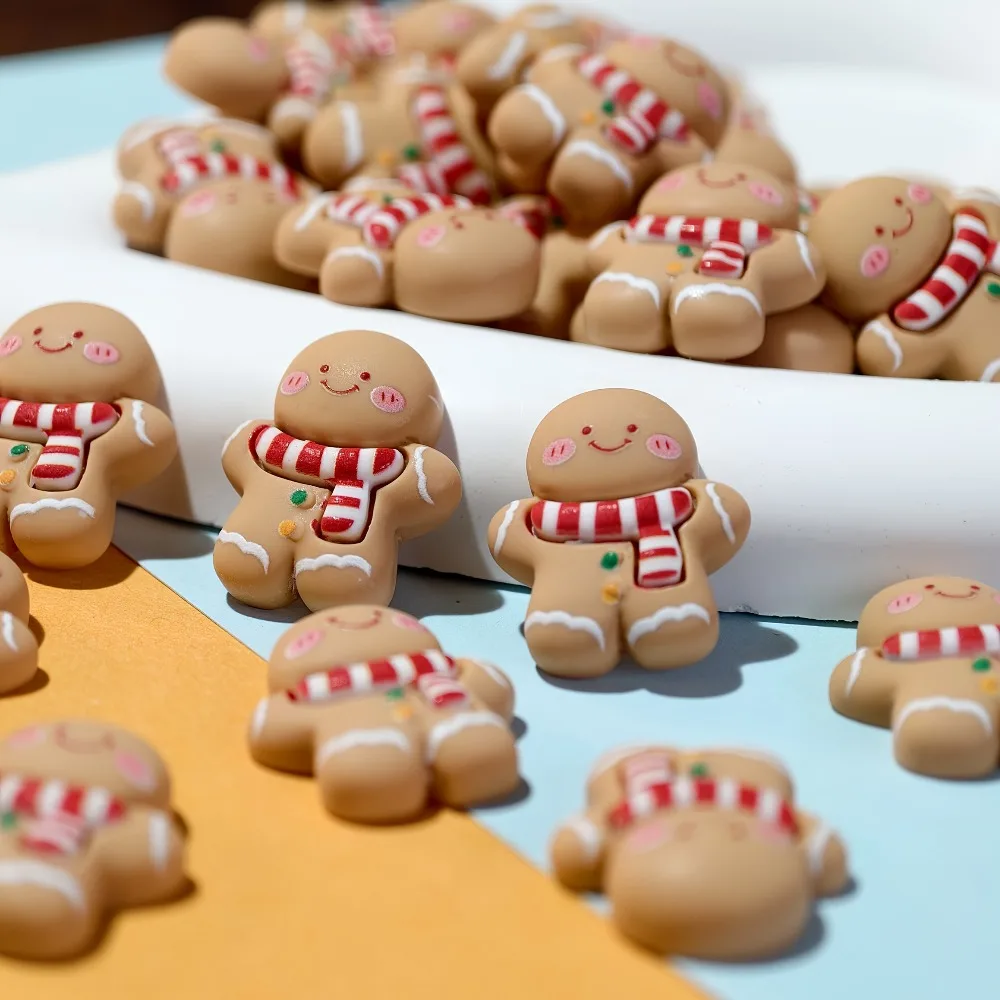 20/50pcs Christmas Gingerbread -Durable Resin Decoration for DIY Craft,Keychain-For Holiday Decorations &Gift,Charming Ornament,