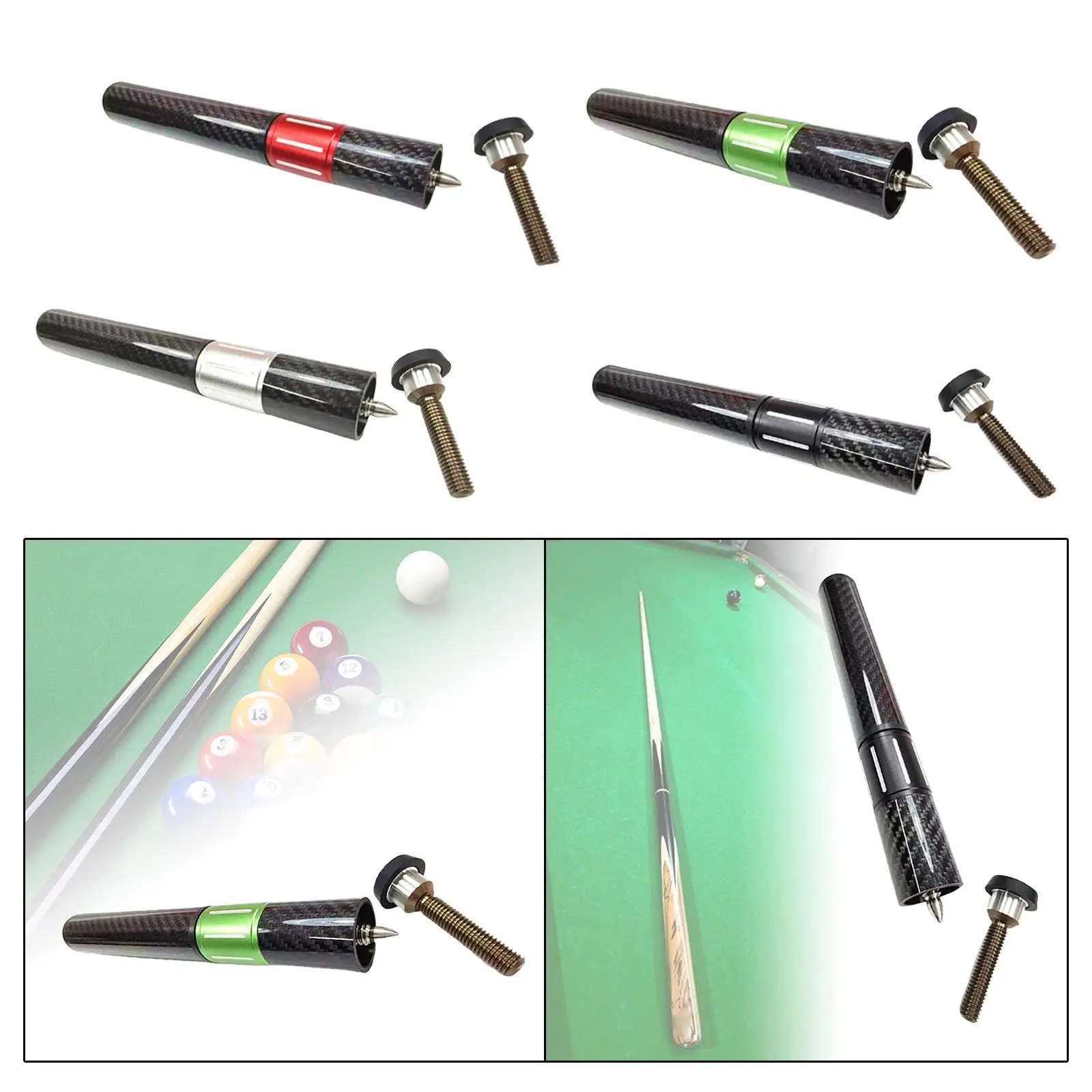 Professional Carbon Pool Cue Extension Adjustable Telescopic Billiard Stick Accessory for Adult Club Use