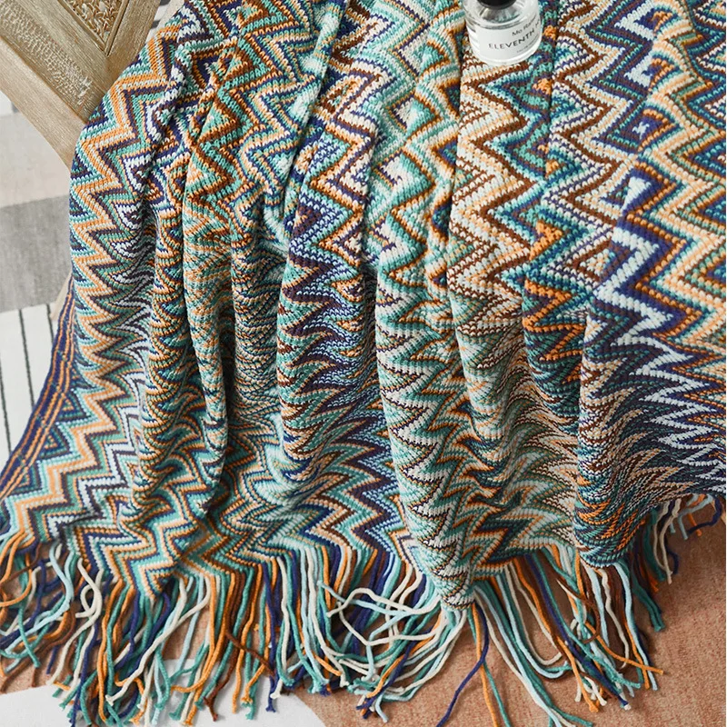Boho Oversized Throw Blanket Lightweight Decorative All-Season Knit Gift for Men And Women Outdoor Casual Chic Summer Blnakets