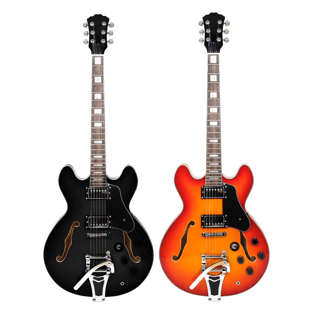 

Китай оптовая продажа O EM профессиональная пепель с двумя F-отверстиями 22 лада 6-струнная электрогитара в джазовом стиле R520