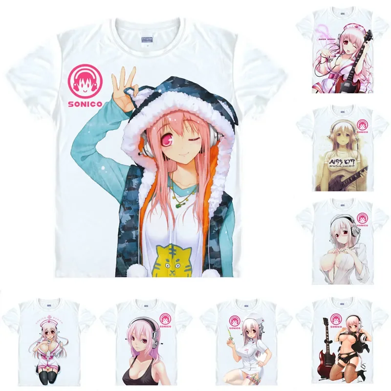 Coolprint Anime Shirt Super Sonic SUPERSONIC T-Shirts Multi-style Short Sleeve NITRO SONICOMI Niko Cosplay Motivs Hentai Shirt