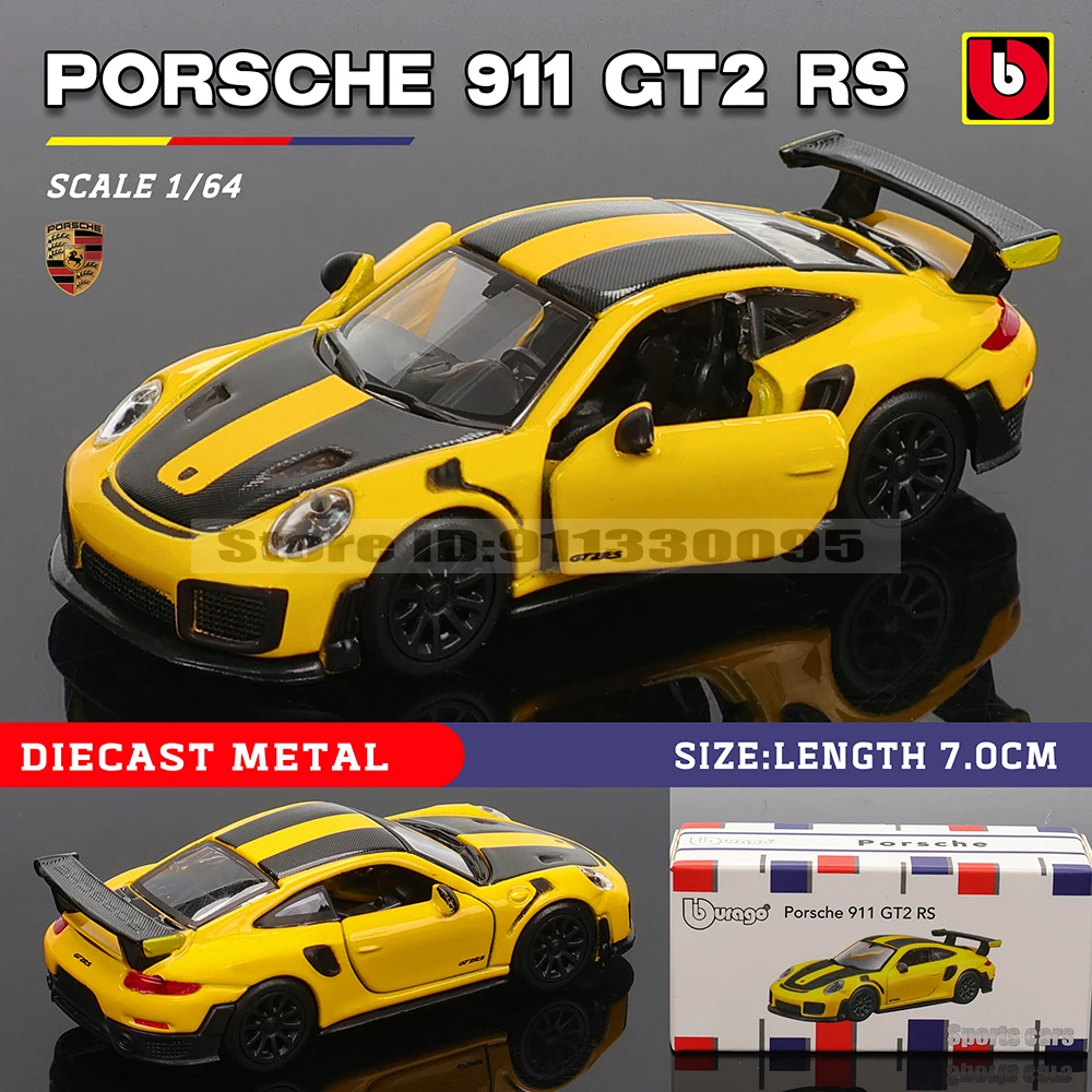 Bburago 1:64 Porsche 911 GT2 RS LAMBORGHINI Sian FKP 37 Mustang GT500 Automodell-Sammlung Weihnachtsgeschenk Spielzeug für Ferrari – Detail 5
