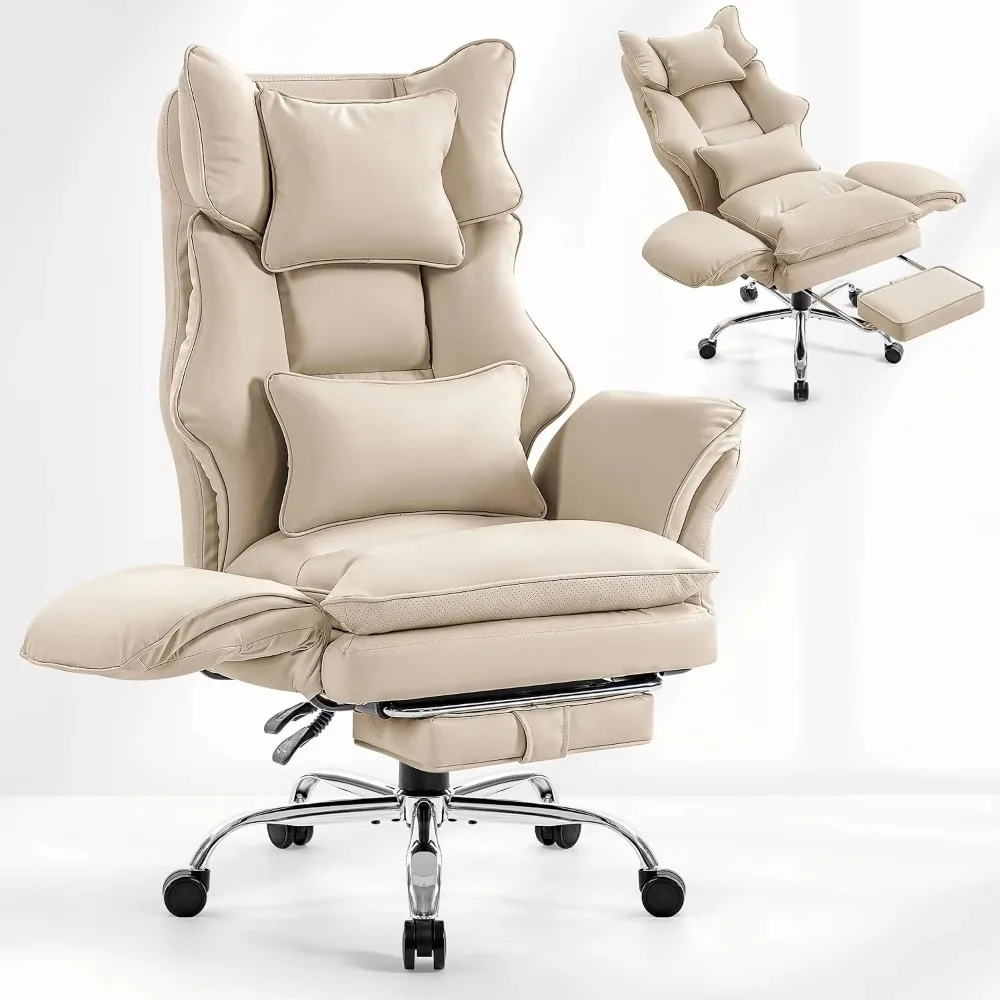 Executive Leather Criss Cross Office Chair with Foot Rest &Flip Arms | Big and Tall 155° Reclining Desk Chair with, Customized