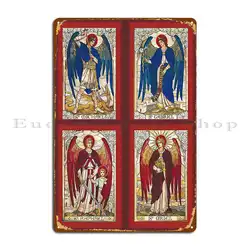 St Michael Gabriel Raphael And  Uriel Archangel Angel Saint Metal Plaque Poster Wall Cave Garage Personalized