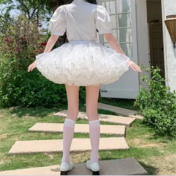 Multi-layer Ruffled Petticoats for Women Fluffy Bubble Skirt Crinoline Underskirt No Hoop Boneless Lolita Puffy Skirt Mini Skirt