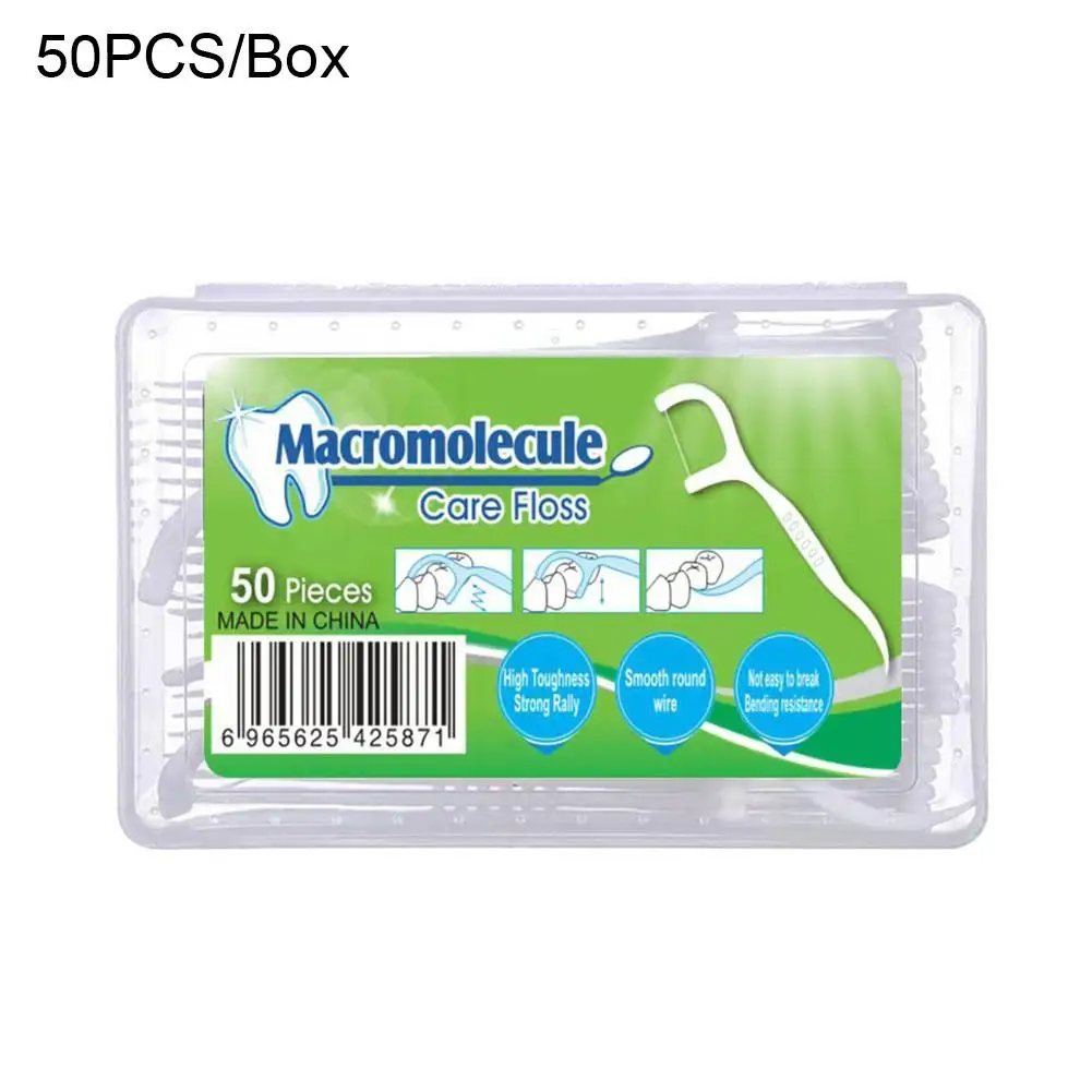 Hilo Dental desechable de 50 piezas, limpieza Interdental, herramientas de limpieza Dental con hilo, Supp de higiene bucal T4X0