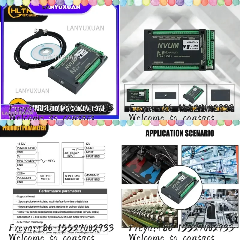 NVUM Mach3 Controller Card Support Stepper and Servo Motor 200Khz With MPG Channel 4Axis 5axis 6 axis USB or Ethernet