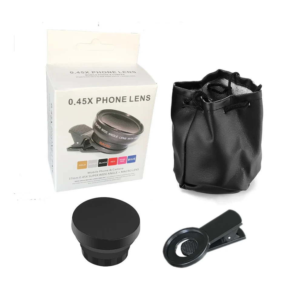 Phone Lens Kit 0.45x Super Wide Angle & 12.5x Super Macro Lens HD Camera Lentes for iPhone 12 11 Xiaomi Huawei All Cellphone