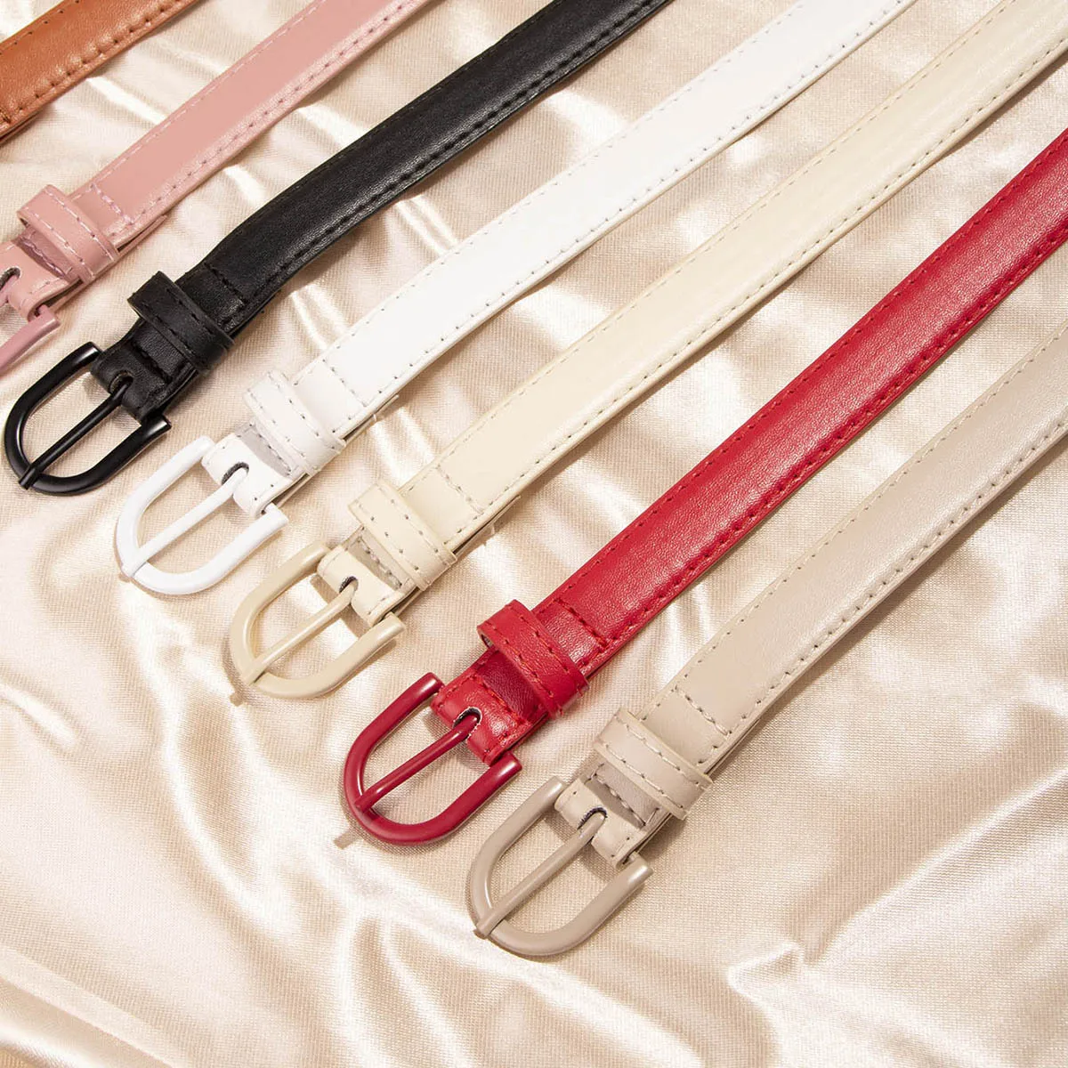 New Women's Paint Buckle Basic Style All-Match Women's Cutting Edge Belt Women's Belt