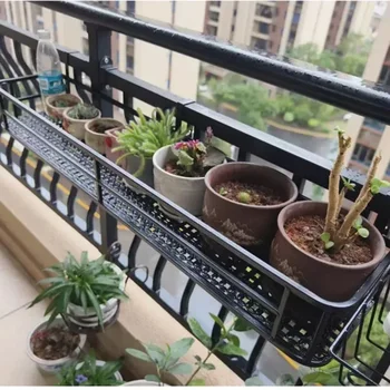 유럽 ​​스타일의 꽃 스탠드 확장 철 아트 발코니 레일 주최자 우아한 장식 매달려 냄비 홀더 도시 녹색 공간