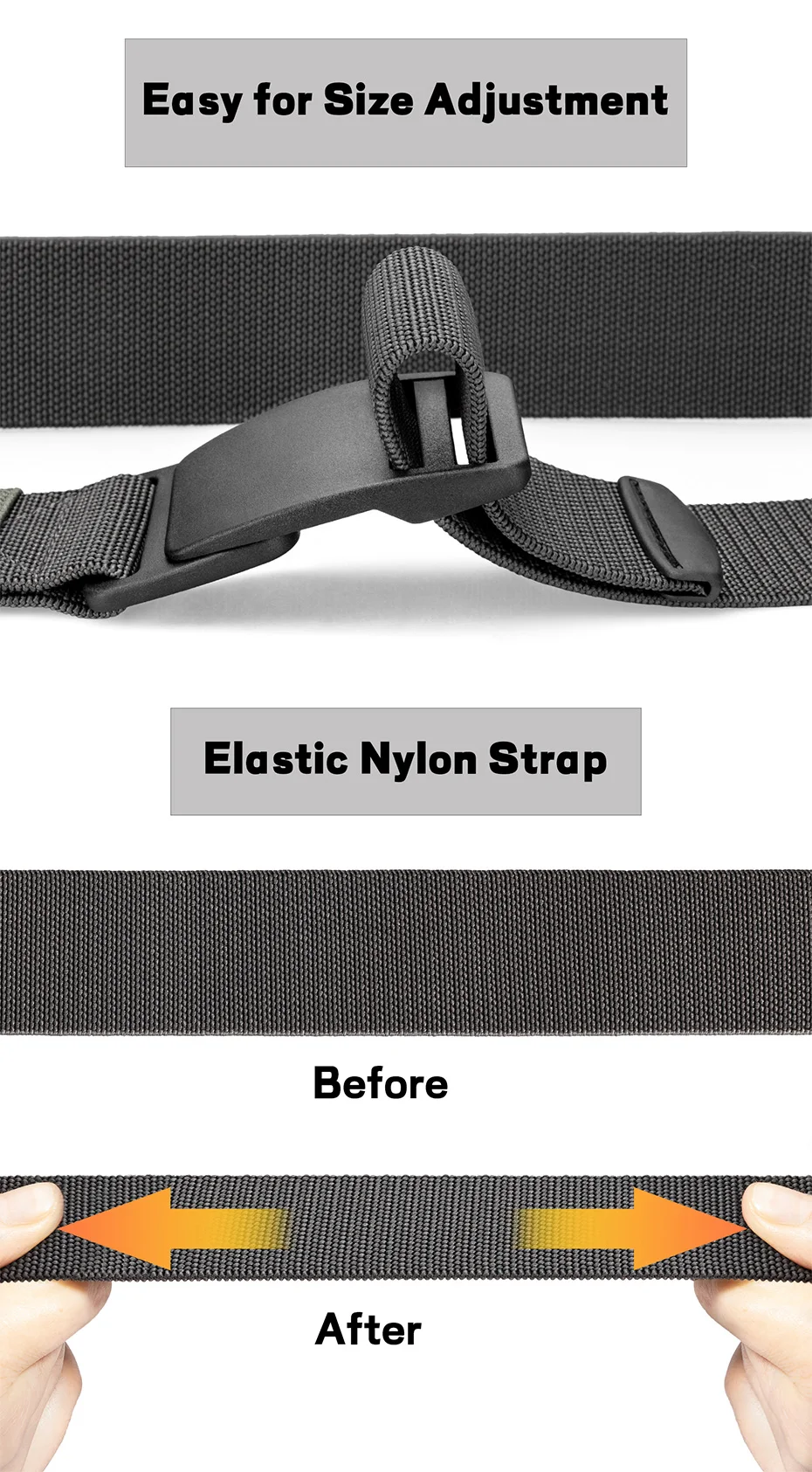 Maikun Großer Stoff-Herrengürtel für die Arbeit, kein Loch, Nylon-Gurtband, Kunststoff-Schnallengürtel, Militär-Nylon-Mischgewebegürtel – Detail 7