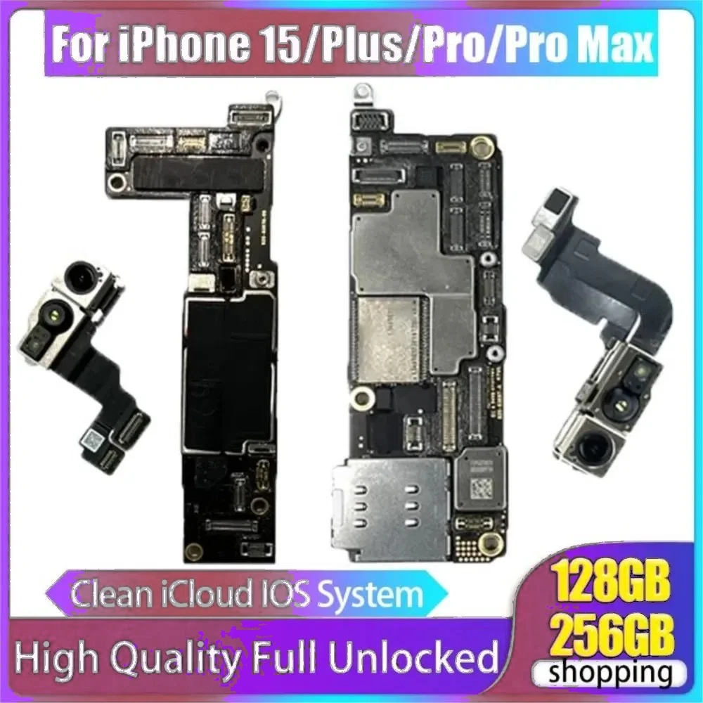 

Fully Tested Authentic Mainboard For iPhone 15 Pro Max Motherboard With Face ID Unlocked And Cleaned iCloud Pysics E-SIM Version