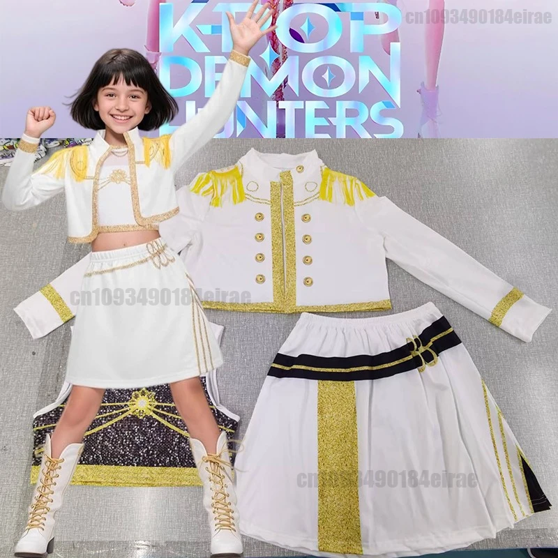 

New Kids Girls Rumi Zoey Mira Cosplay Stage 3D Print Suit Set K-pop Demon Hunters Costume Performance Children Halloween Party