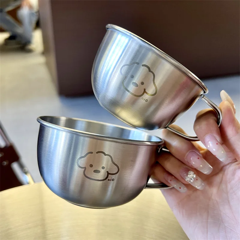 

High Aesthetic Value Heat Resistant 36 Stainl Steel Milk Cup for Children Microwave Se Heatable Korean Sle Metal Cup