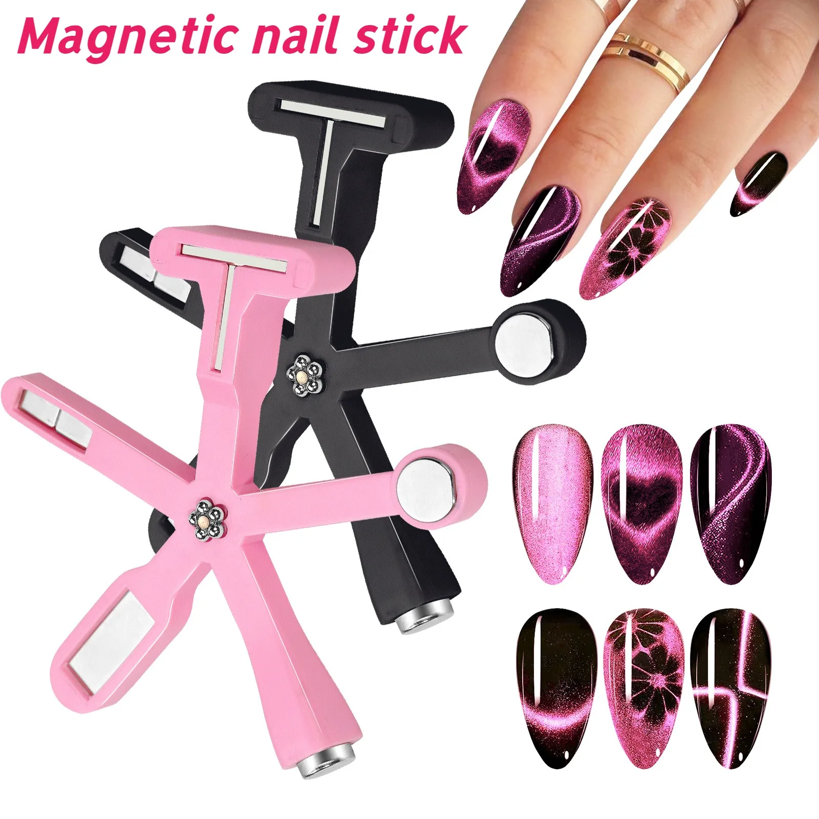 Love Heart Pattern Nail Magnet 6in1 Cat Eye Effect Side Light Half Moon Daisy Flower French Nail UV Attraction Magnets Manicure