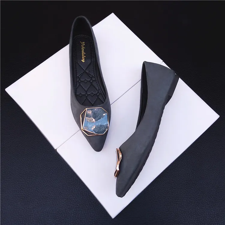 Pointed Flat Shoes Women Mocasines Mujer Black Pointed Toe Flats Spring Summer Large Size 43 44 45 46 Nude Flats Navy Blue Daily