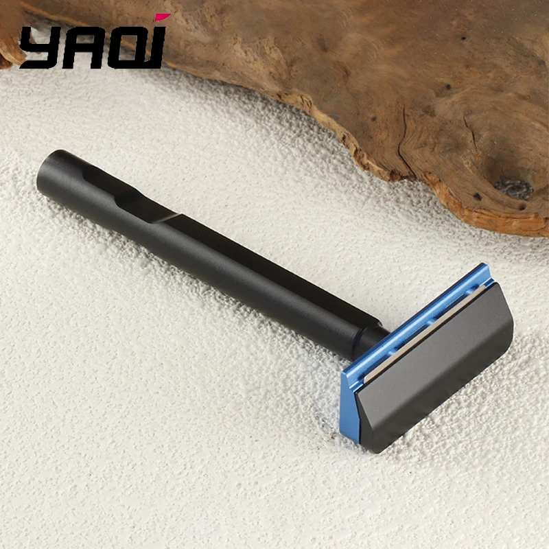 2026-yaqi-black-and-blue-color-tachi-aluminum-version-light-weight-single-edge-safety-razor-10mm-diameter-handle-portable-razor