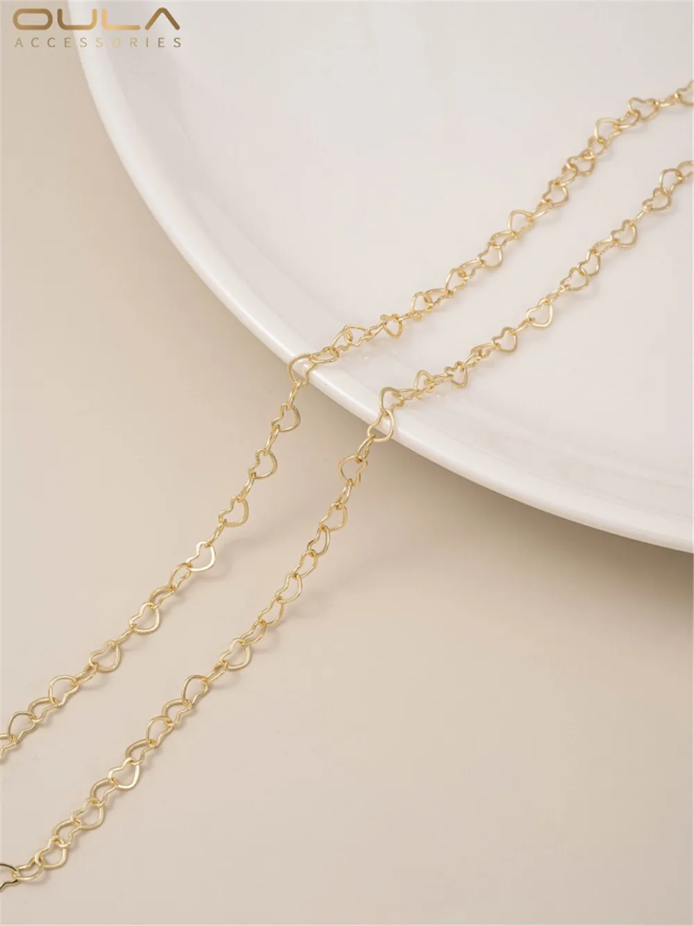 

14K Gold Color Chain Peach Heart Chain DIY Handmade Necklace Bracelet Extension Chain Jewelry DIY Product Material