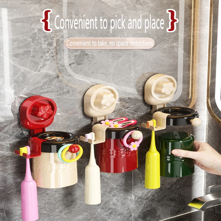 

Стеллаж для хранения зубных щеток на присоске, магнитная присоска для рта, чашка для щетки, настенный набор чашек для унитаза без перфоратора для ванной комнаты