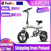 VARUN C14 Adult Commuting Electric Bicycle 350W Brushless Motor 36V7.8AH Battery Foldable Urban E-bike 14Inch Tire Electric Bike