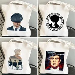 Peaky Blinders Tommy Shelby Cillian Murphy Boys Low Poly Women's Canvas Shopper School Cotton Tote Bag Harajuku Shoulder Handbag